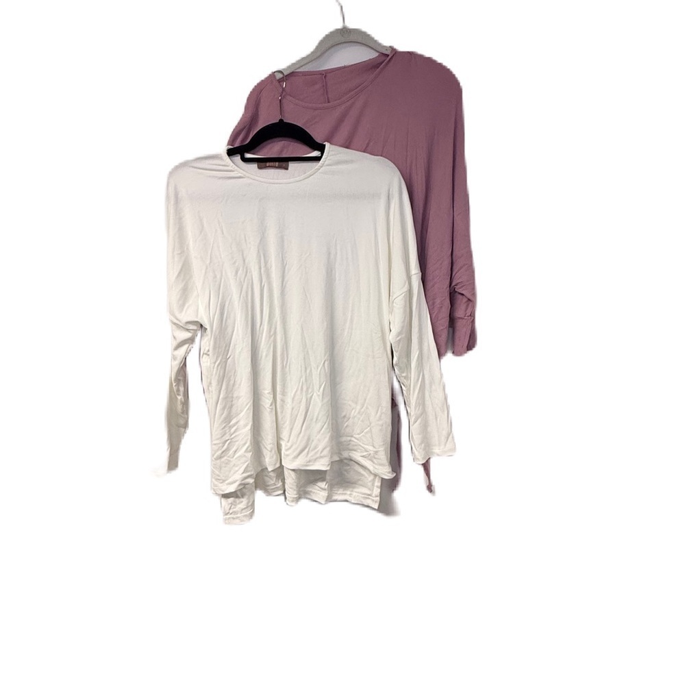 Casual Purple and White Ribbed Long Sleeve Tops Bundle